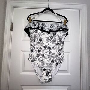 New, Tommy Hilfiger Belair Halter Ruffle Floral Print One-Piece Swimsuit